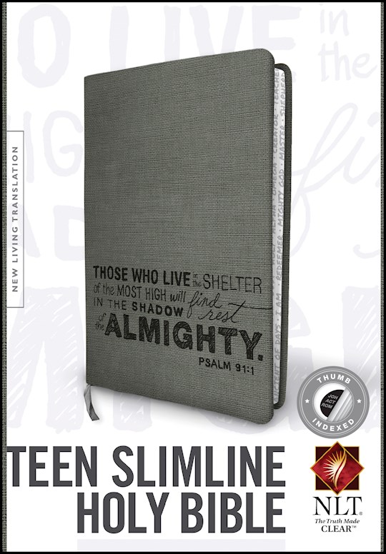 NLT Teen Slimline Bible/Psalm 91-Charcoal TuTone Indexed | SHOPtheWORD