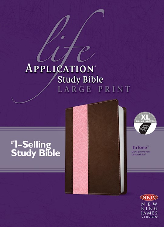 NKJV Life Application Study Bible/Large Print-Dark Brown/Pink TuTone Indexed | SHOPtheWORD