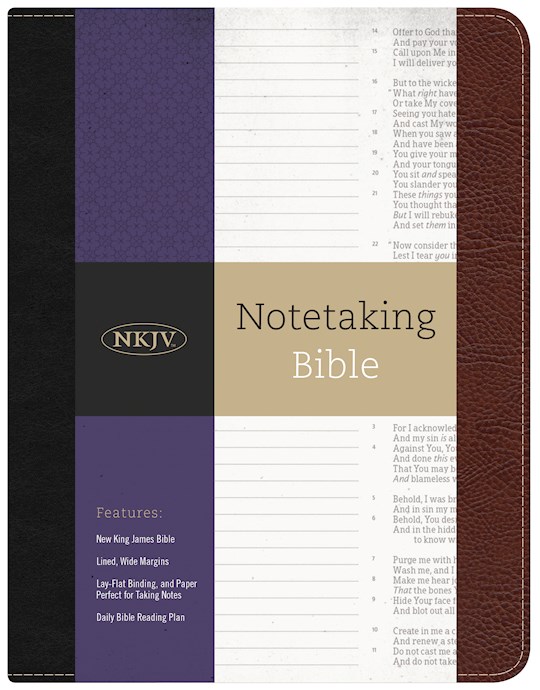 NKJV Notetaking Bible-Black/Burgundy Bonded Leather | SHOPtheWORD