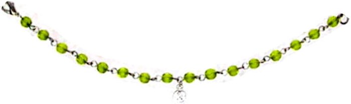 Bracelet-Adjustable Peridot Glass W/ Cross/Ichthus Charm | SHOPtheWORD