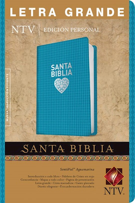 Span-NTV Personal Size Large Print Bible (Edicion Personal Letra Grande)-Aqua LeatherLike Indexed | SHOPtheWORD