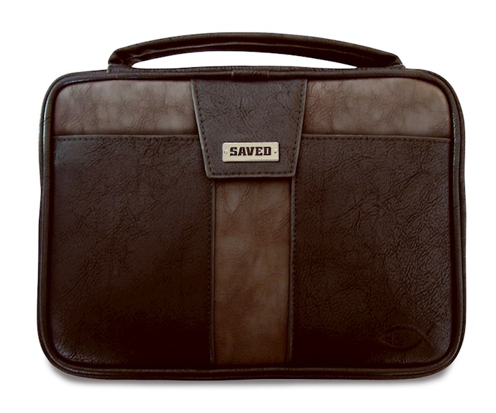 Bible Cover-Saved-Black W/Gray Accent-Large | SHOPtheWORD