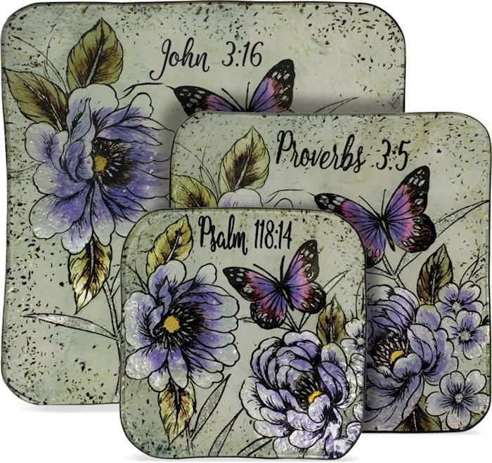 Plate Set-Cozenza Collection-Butterfly w/Scripture (3 Piece Set) | SHOPtheWORD