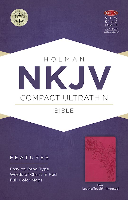 NKJV Compact Ultrathin Bible-Pink LeatherTouch Indexed | SHOPtheWORD