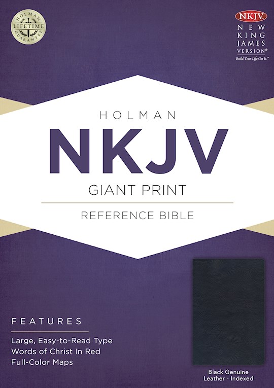 NKJV Giant Print Reference Bible-Black Genuine Leather Indexed | SHOPtheWORD