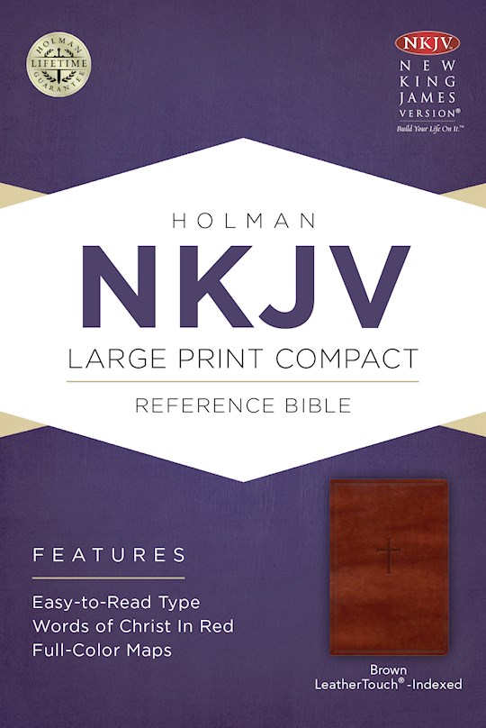NKJV Large Print Compact Reference Bible-Brown Cross LeatherTouch Indexed (Not Available-Out Of Print) | SHOPtheWORD