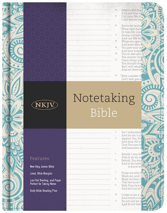 NKJV Notetaking Bible-Blue Floral/Fabric | SHOPtheWORD
