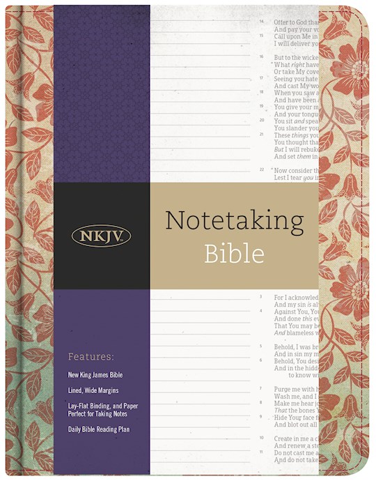 NKJV Notetaking Bible-Red Floral/Fabric | SHOPtheWORD