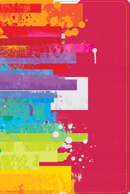 Span-NTV Rainbow Study Bible (Biblia De Estudio Arco Iris)-Watercolor Over Raspberry LeatherTouch Indexed | SHOPtheWORD
