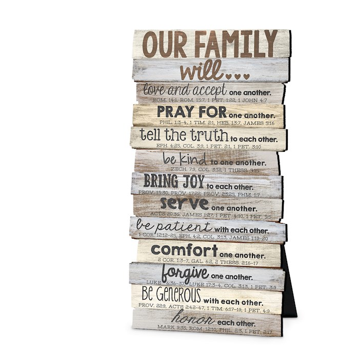 Plaque-Our Family Will (10 X 5.5) (Desktop)-MDF Wood (#45013) | SHOPtheWORD