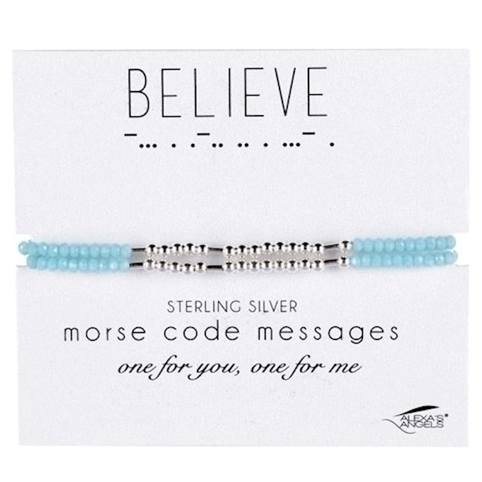Bracelet-Morse Code Friendship-Believe-Blue (Set Of 2) (Carded) | SHOPtheWORD