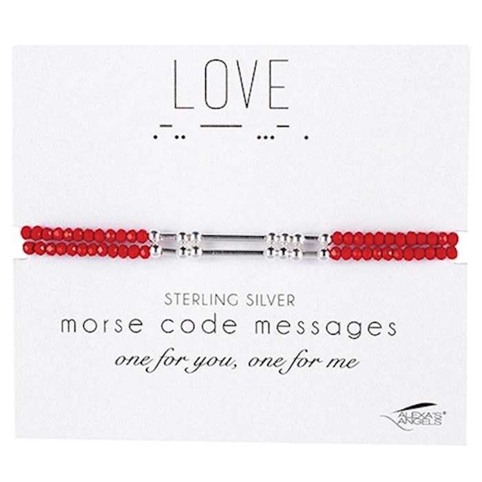 Bracelet-Morse Code Friendship-Love-Red (Set Of 2) (Carded) | SHOPtheWORD