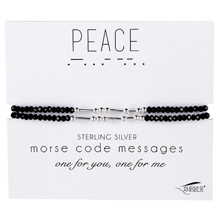 Bracelet-Morse Code Friendship-Peace-Black (Set Of 2) (Carded) | SHOPtheWORD