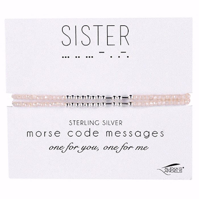 Bracelet-Morse Code Friendship-Sister-Cream (Set Of 2) (Carded) | SHOPtheWORD