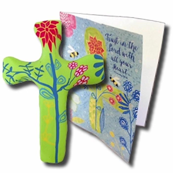 Cross-Comforting Clay w/Greeting Card-Multiple Blessings-Green (5.5