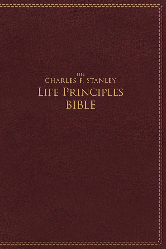 NIV Charles Stanley Life Principles Bible-Burgundy Leathersoft Indexed | SHOPtheWORD