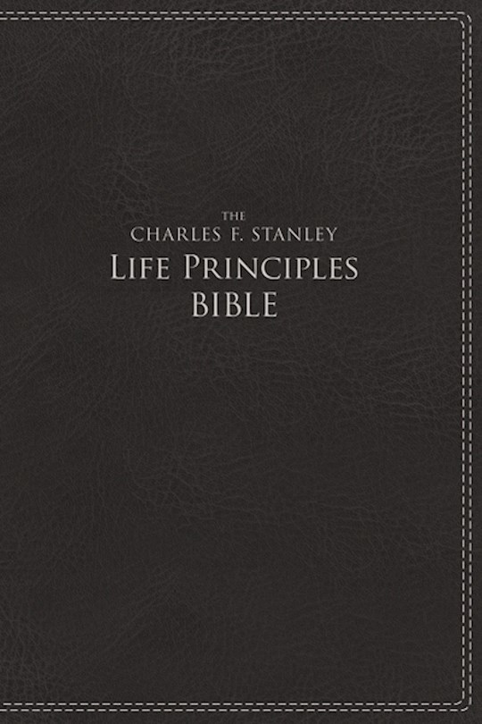 NIV Charles Stanley Life Principles Bible-Charcoal Leathersoft | SHOPtheWORD