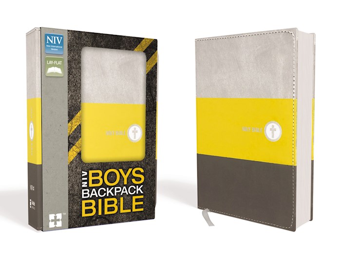 NIV Boys Backpack Bible-Yellow/Charcoal Leathersoft | SHOPtheWORD