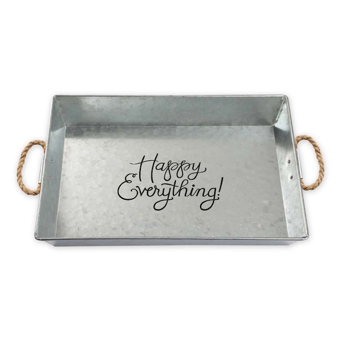 Serving Tray-Happy Everything-Metal w/Rope Handles (17