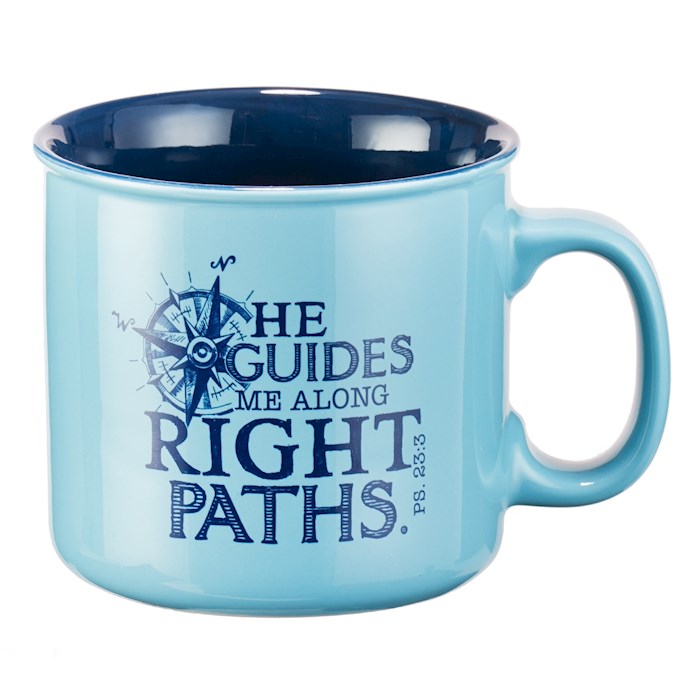 Mug-Right Path (Psalm 23:3)-Light Blue w/Dark Blue Interior w/Gift Box (11 Oz) | SHOPtheWORD