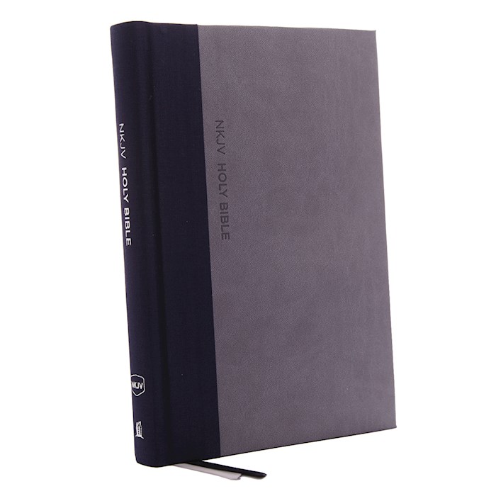 NKJV Thinline Bible/Large Print (Comfort Print)-Gray/Blue Cloth Over Board | SHOPtheWORD