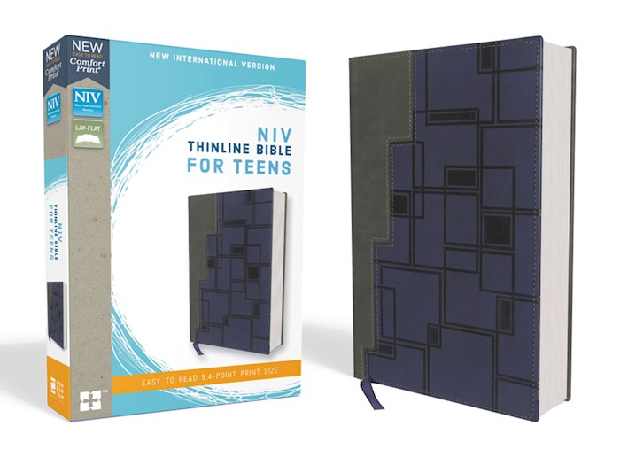 NIV Thinline Bible For Teens (Comfort Print)-Charcoal/Navy Leathersoft | SHOPtheWORD