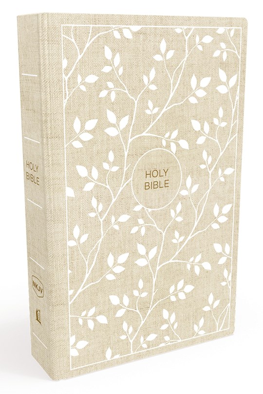 NKJV Thinline Bible (Comfort Print)-White/Oatmeal Cloth Over Board | SHOPtheWORD