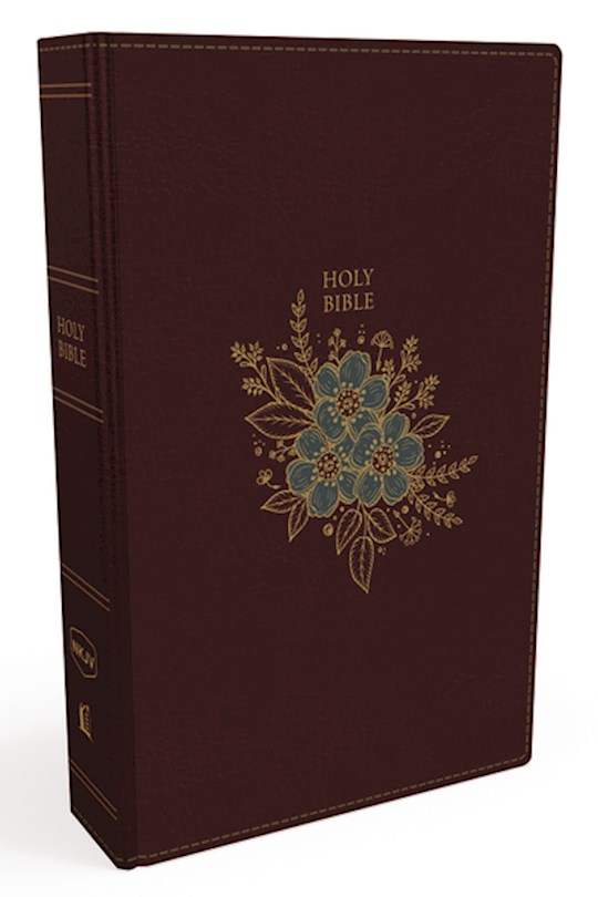NKJV Thinline Bible (Comfort Print)-Burgundy Floral Leathersoft | SHOPtheWORD