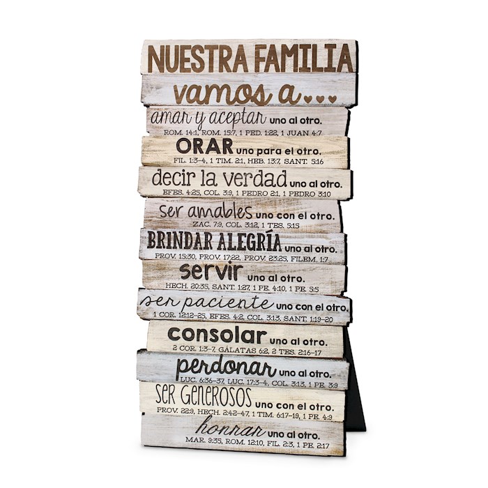 Spanish-Plaque-Wall/Desktop-MDF-Stacked Wood-Nuestra Familia (Our Family)-5 x 10 | SHOPtheWORD