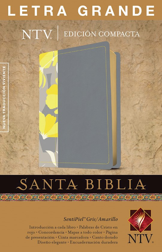 Span-NTV Compact Large Print Bible-Gray/Yellow LeatherLike (Edición Compacta NTV Letra Grande) | SHOPtheWORD