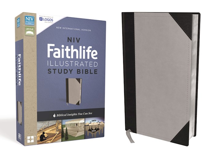 NIV Faithlife Illustrated Study Bible-Gray/Black LeatherSoft | SHOPtheWORD