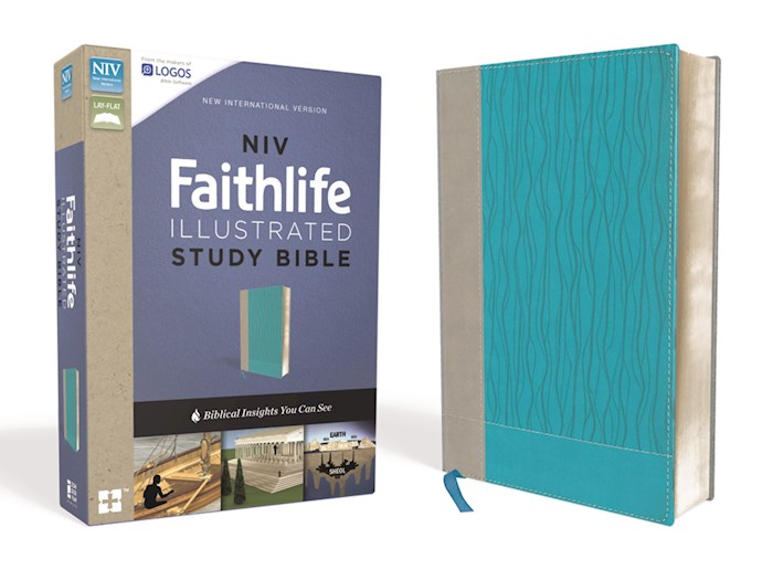 NIV Faithlife Illustrated Study Bible-Gray/Turquoise LeatherSoft Indexed | SHOPtheWORD