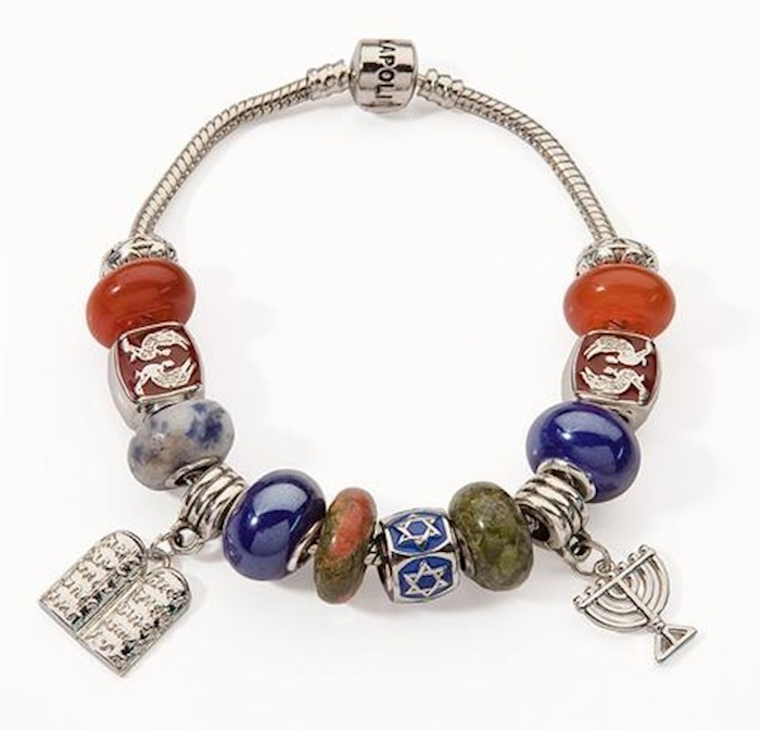 Bracelet-Assorted Beads w/Menorah & Ten Commandments Charms | SHOPtheWORD