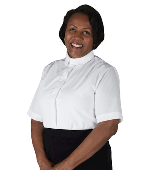 Clergy Blouse-Womens-Short Sleeve-Tab Collar-White (Size 8) | SHOPtheWORD