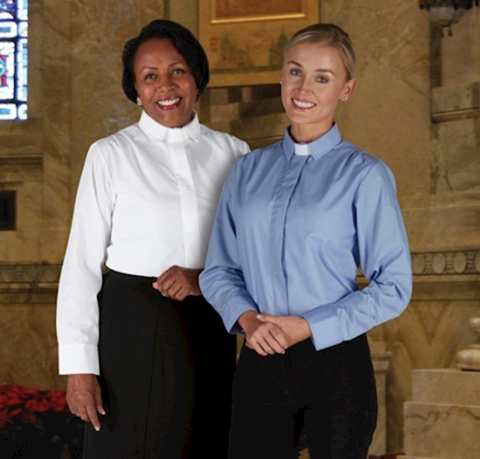Clergy Blouse-Womens-Long Sleeve-Tab Collar-Black (Size 8) | SHOPtheWORD
