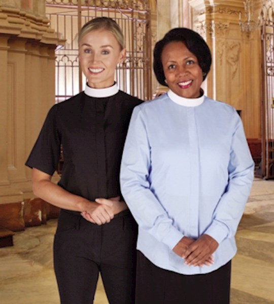 Clergy Shirt-Womens-Short Sleeve-Neckband-White (Size 14) | SHOPtheWORD