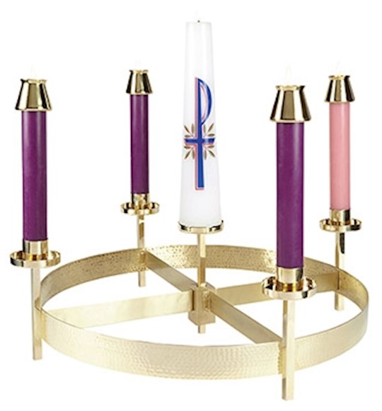 Advent Wreath-Tabletop-Hammered Brass | SHOPtheWORD