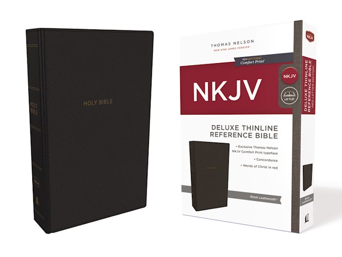 NKJV Deluxe Thinline Reference Bible (Comfort Print)-Black Leathersoft | SHOPtheWORD