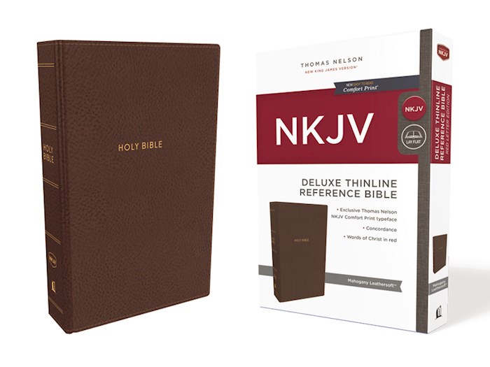 NKJV Deluxe Thinline Reference Bible (Comfort Print)-Mahogany Leathersoft | SHOPtheWORD