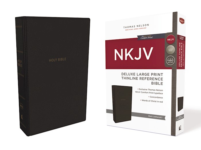 NKJV Deluxe Large Print Thinline Reference Bible (Comfort Print)-Black Leathersoft | SHOPtheWORD