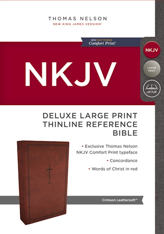 NKJV Deluxe Large Print Thinline Reference Bible (Comfort Print)-Crimson Leathersoft (Not Available-Out Of Print) | SHOPtheWORD