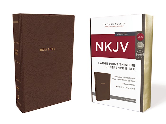 NKJV Thinline Reference Bible/Large Print (Comfort Print)-Brown Leathersoft (Not Available-Out Of Print) | SHOPtheWORD
