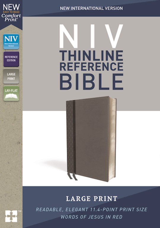NIV Thinline Reference Bible/Large Print (Comfort Print)-Charcoal LeatherSoft | SHOPtheWORD