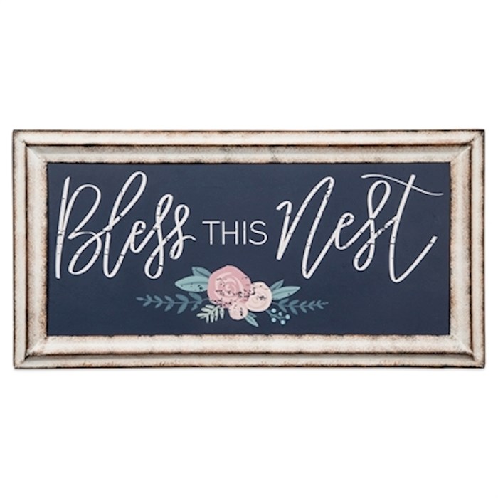 Metal Framed Sign-Bless This Nest (16 x 8) | SHOPtheWORD