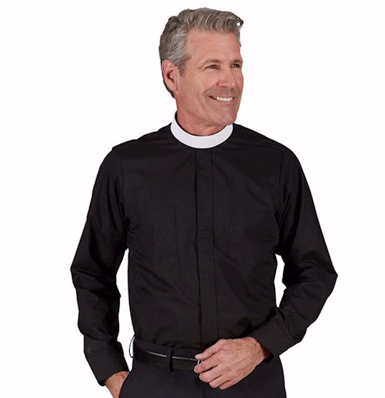 Clergy Shirt-Long Sleeve-Neckband-Black (15 x 34/35) | SHOPtheWORD