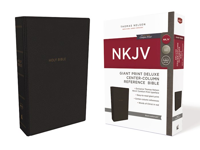 NKJV Giant Print Deluxe Center-Column Reference Bible (Comfort Print)-Black Leathersoft | SHOPtheWORD