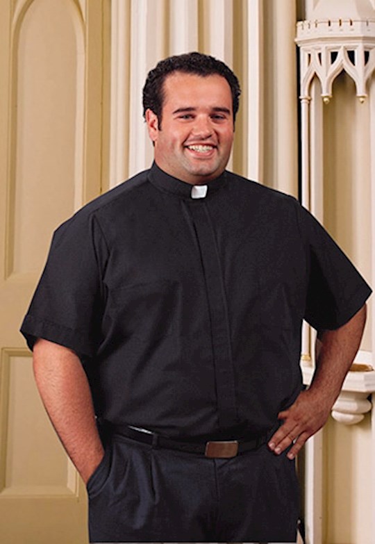 Clergy Shirt-Big & Tall-Short Sleeve-Tab Collar-Gray (20) | SHOPtheWORD