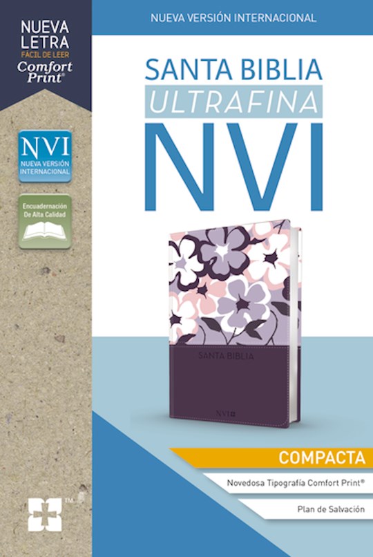 Span-NIV Compact Thinline Bible (Comfort Print)-Lavender Flower Leathersoft | SHOPtheWORD