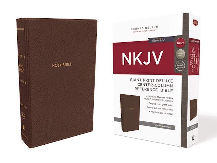 NKJV Giant Print Deluxe Center-Column Reference Bible (Comfort Print)-Mahogany Leathersoft | SHOPtheWORD