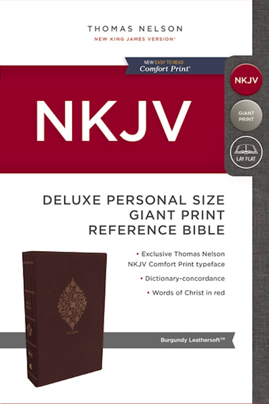 NKJV Deluxe Personal Size Giant Print Reference Bible (Comfort Print)-Burgundy Leathersoft Indexed | SHOPtheWORD